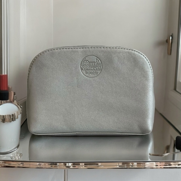 La Prairie Makeup Bag Silver Cosmetics Bag Case Purse Makeup Organizer - Picture 2 of 5
